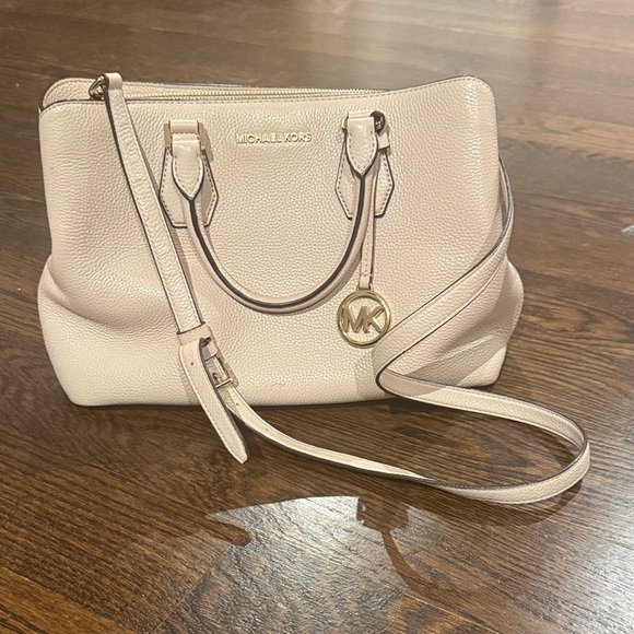 Michael Kors Handbags - Michael Kors Women's soft leather Satchel Shoulder Bag, Light Cream